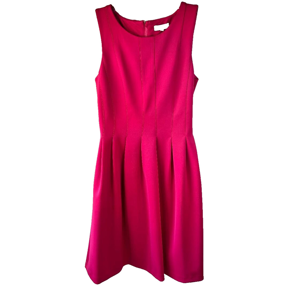 Calvin Klein Pink Sleeveless Dress, pleated, pockets‎ Size 10 A line Preppy